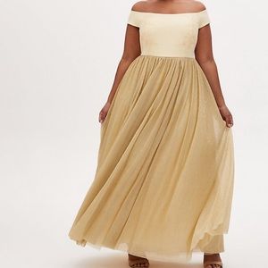 Disney’s beauty and the beast Bell special occasion gown-Golden off the shoulder